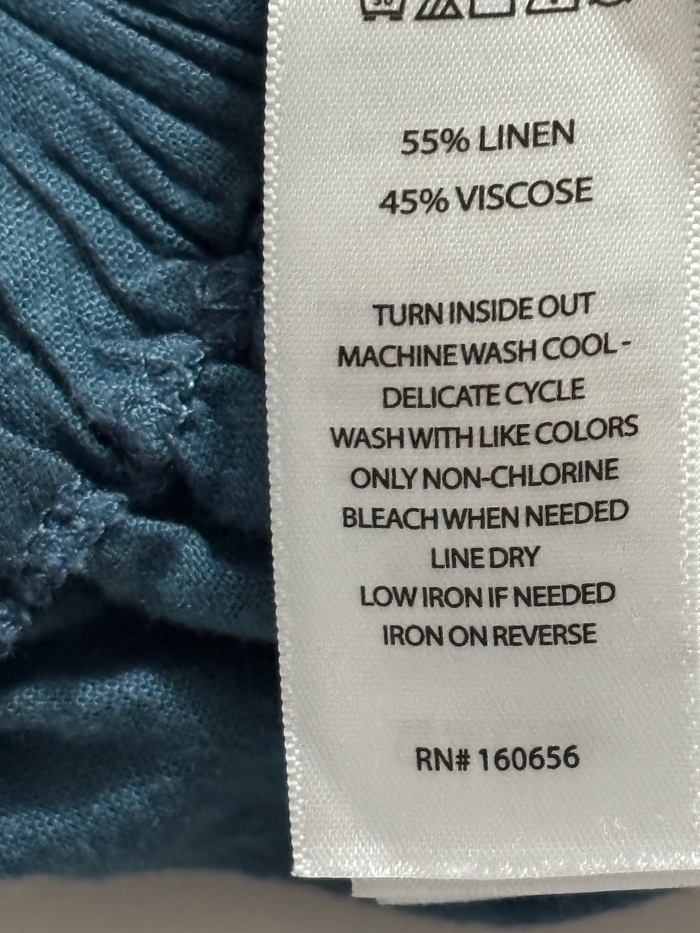 H/G Linen Blend Split Leg Culotte Pants Wide Leg Gaucho Pockets Blue S - Picture 7 of 10